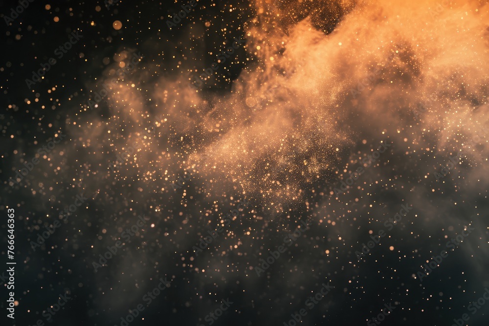 Poster A particle-filled composition creating an ethereal atmosphere, Composition filled with particles, evoking an ethereal ambiance.