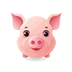 Cute pig face vector icon isolated on white backgro