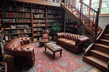 Stylish and comfortable home library or reading room
