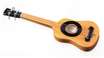 Fototapeten A small wooden guitar with a black neck © Gonzalo