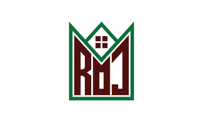 ROJ initial letter builders real estate logo design vector. construction, housing, home marker, property, building, apartment, flat, compartment, business, corporate, house rent, rental, commercial