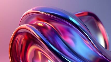3D rendering. Pink and blue glossy intertwined shapes. Abstract background.