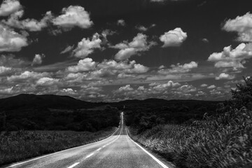 The beautiful nature with the mountains during the road trip in Brazil