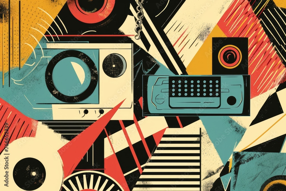Poster vintage elements in a retro composition with a modern twist
