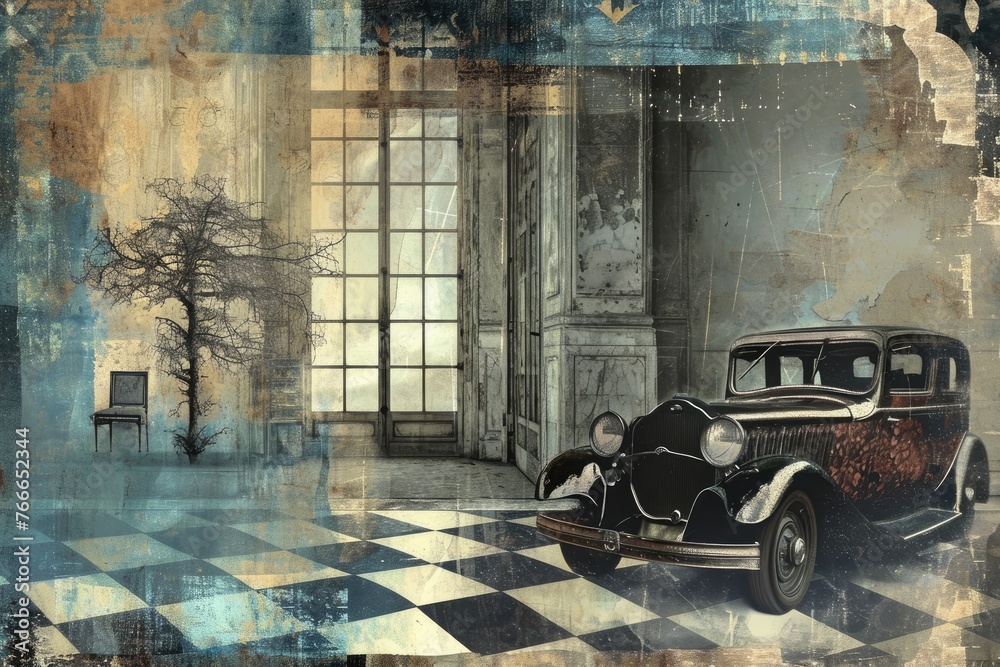 Aufkleber vintage elements in a retro composition with a modern twist