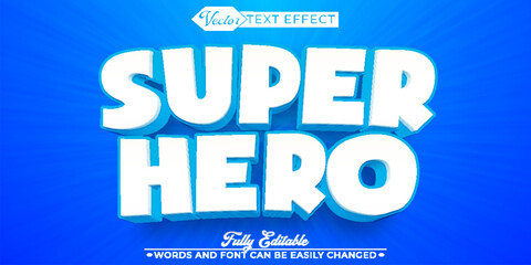 Cartoon Blue Super Hero Vector Editable Text Effect Template