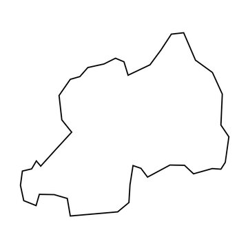 recommend clip art: Rwanda country thin black outline silhouette. Simplified map. Vector icon isolated on white background.