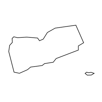 recommend clip art: Yemen country thin black outline silhouette. Simplified map. Vector icon isolated on white background.