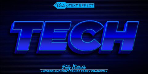 Blue Tech Vector Editable Text Effect Template