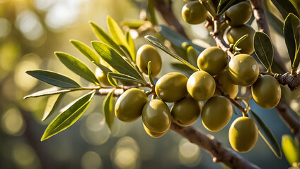 ripe olives on a branch harvest mediterranean