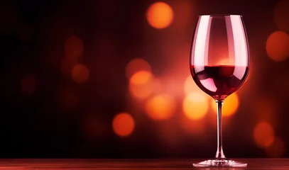 Poster Red wine glass on dark background. Copy space © xamtiw