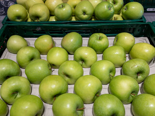 Green Apples Displayed in Market