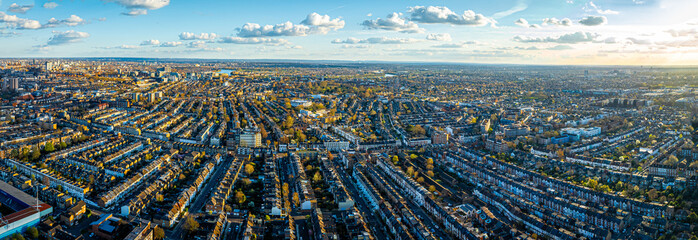 Aerial view of Shephrads Bush, a busy neighbourhood in western part of London
