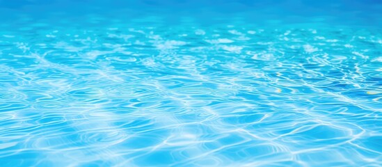 Fototapeta na wymiar A close-up view of a pool reflecting clear blue skies and surrounded by a peaceful atmosphere