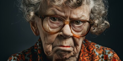 An old woman with glasses on her face. Generative AI. - Powered by Adobe