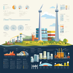 Energy resources. Information design with power pla - obrazy, fototapety, plakaty