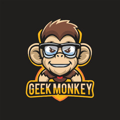 geek monkey mascot logo design