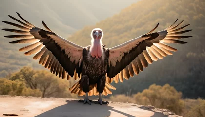 Foto op Plexiglas A Vulture With Its Wings Spread Wide Basking In T © Anwar