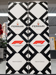 Fototapeta premium Ferrari Trento DOC Brut Sparkling Wine Official Formula 1 Packaging