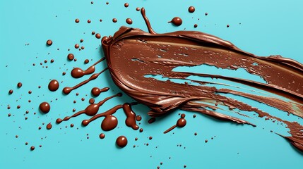 Rich, dark chocolate swirls against a vibrant blue background. The perfect backdrop for your next...