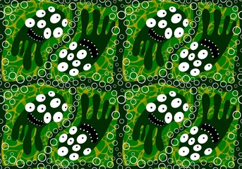 Cartoon monsters seamless emoticons aliens pattern for kids clothes print and wrapping paper and fabrics