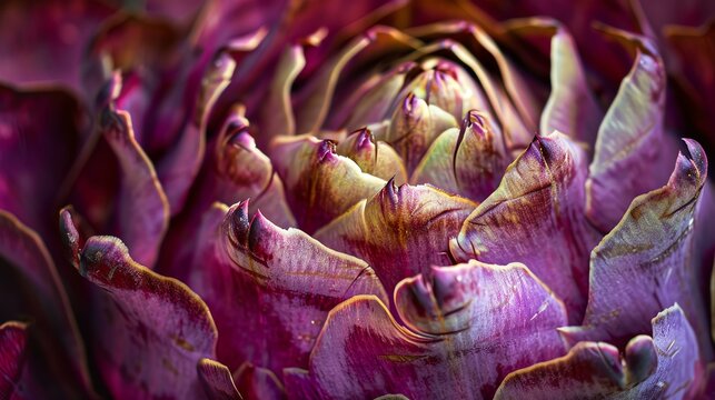 A stunning close-up image of a purple artichoke in full bloom.