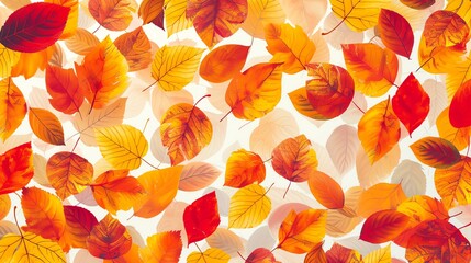 Colorful autumn leaves on a white background. Seamless pattern.