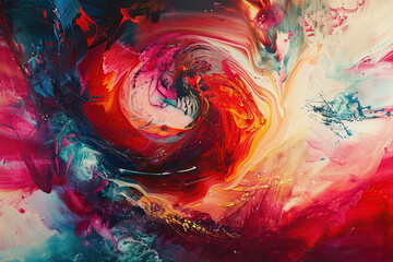close up horizontal image of a colourful abstract wavy acrylic painting background