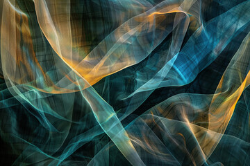 close up horizontal image of transparent moving colourful waves abstract background