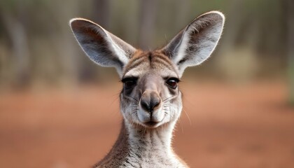 Fototapeta premium A Kangaroo With Its Ears Twitching As It Listens