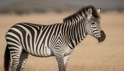 Fototapeta na wymiar A Zebra With Its Mane Blowing In The Wind
