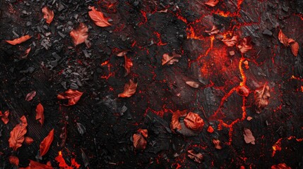 an asphalt backdrop soaked in a fiery crimson hue, igniting the imagination with the passion of a roaring bonfire. - obrazy, fototapety, plakaty