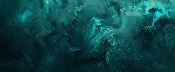 abstract texture turmoil dark turquoise color blending into dark green and black color. generative AI