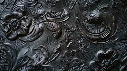 Close-up shot of intricately patterned leather texture, perfect for adding a touch of sophistication to any design.