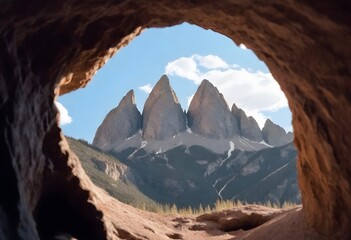 Tre Cime mountains of three peaks. Gorgeous photo in the sunny day. Italian landscapes  - obrazy, fototapety, plakaty