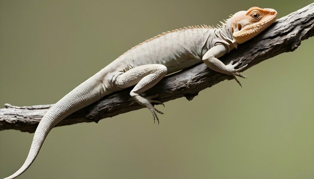 A Lizard With Its Body Draped Over A Thin Branch