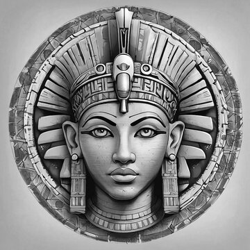 Black and white egyptian god illustration