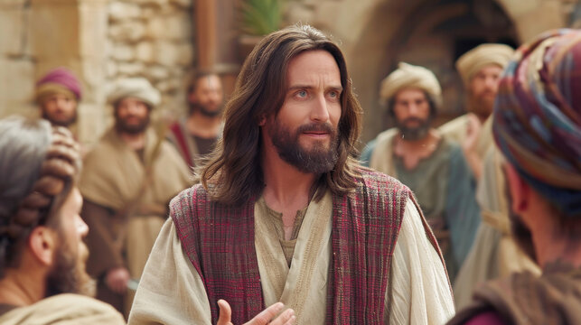 Parable of Jesus' Teachings., faith, religious imagery, Catholic religion, Christian illustration