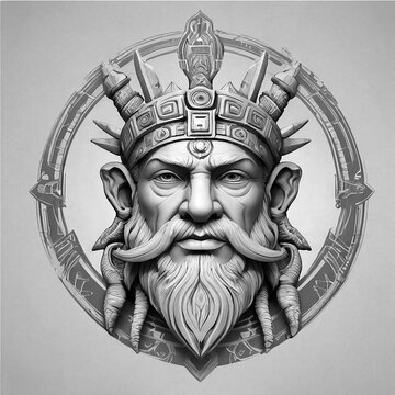 Black and white ancient god illustration