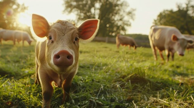Farm Animal Welfare Cinematic shots of pasture-raised livestock and free-range poultry emphasizing humane animal husbaAI generated illustration