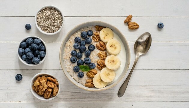 TIGELA DE MINGAU DE AVEIA COM FRUTAS PARA CAF&Eacute; DA MANH&Atilde; SAUD&Aacute;VEL