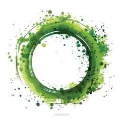 Crédence de cuisine en verre imprimé Papillons en grunge Green circles grunge frame. Vector illustration fla