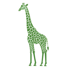 Green giraffe. Safari animal silhouette with white