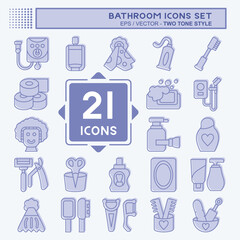 Icon Set Bathroom. related to Clinic symbol. two tone style. simple design editable. simple illustration