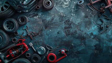 car repair advertisement background with copy space - obrazy, fototapety, plakaty