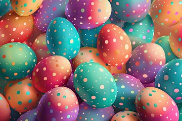 Colorful Easter eggs background - generative ai - obrazy, fototapety, plakaty