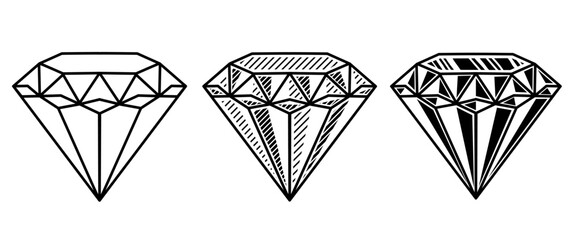 Set illustration three diamonds with different styles