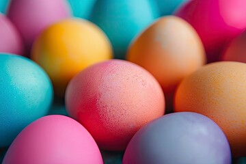 Fototapeta na wymiar Colorful Easter eggs background - generative ai