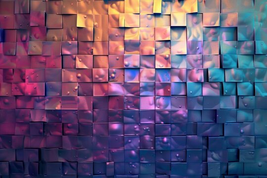 Abstract background with metallic cubes in gradient colors and shiny texture