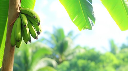 green bananas forest Generative AI - obrazy, fototapety, plakaty